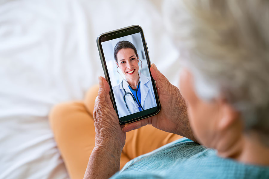 Senior having an online doctor's appointment
